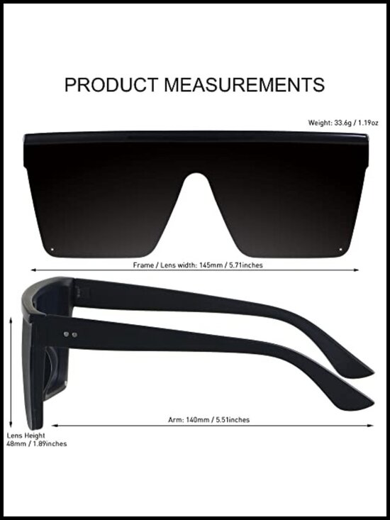 Oversized Square Flat Top Rimless Shield Sunglasses UV Protection main image 5